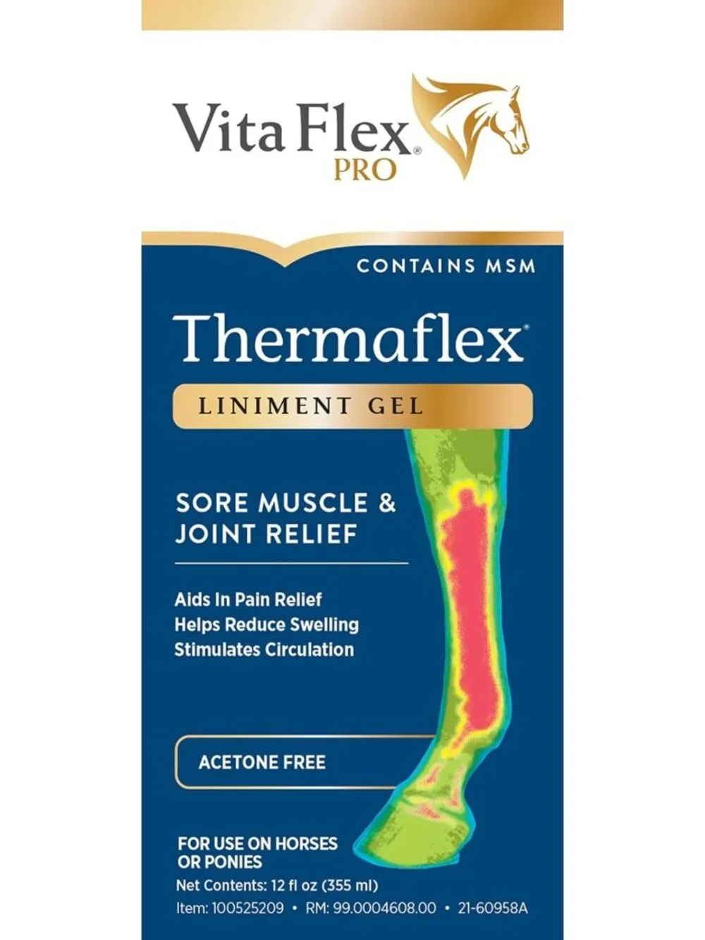 Sore Muscle & Joint Relief Gel for Horses - Thermaflex Liniment, 12 Oz.